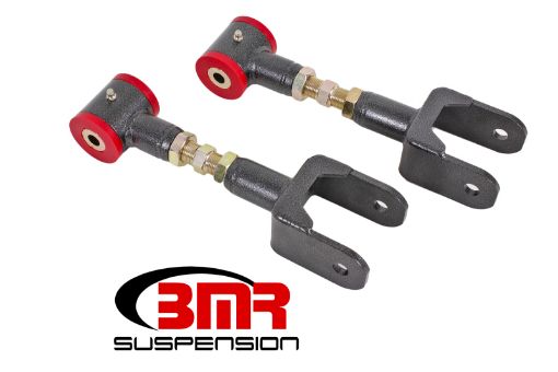 Picture of BMR 79 - 04 Fox Mustang Upper Control Arms On - Car Adj. (Polyurethane) - Black Hammertone