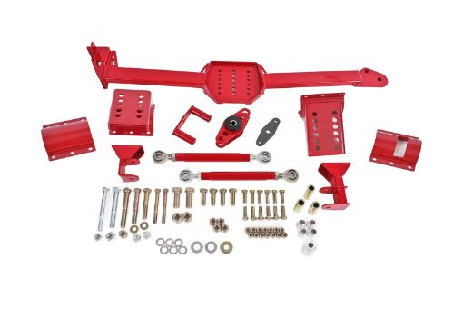 Picture of BMR 05 - 14 S197 Mustang Body Mount Watts Link Rod EndPoly w Adj. Axle Clamps - Red