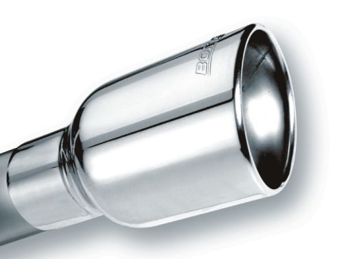 Picture of Borla Universal Polished Tip Single Oval Rolled Angle - Cut wClamp (inlet 2 12in. Outlet 4 14 x 3 1