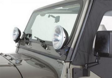 Picture of Rampage 1997 - 2006 Jeep Wrangler(TJ) Windshield Hinge Light Bracket - Black