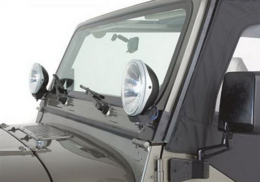 Picture of Rampage 1997 - 2006 Jeep Wrangler(TJ) Windshield Hinge Light Bracket - Black