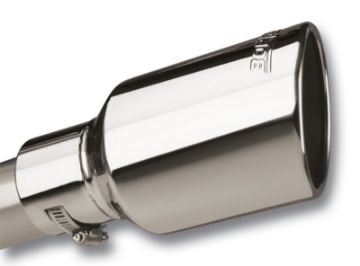 Picture of Borla Universal Polished Tip Single Round Rolled Angle - Cut wClamp (inlet 2 12in. Outlet 4 x 4in)