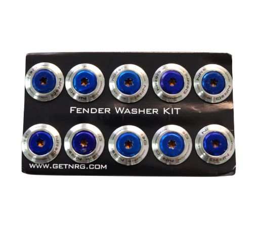 Picture of NRG Fender Washer Kit (TI Series) M6 BoltsSS For Plastic (Silver WasherTI Burn Screw) - Set of 10