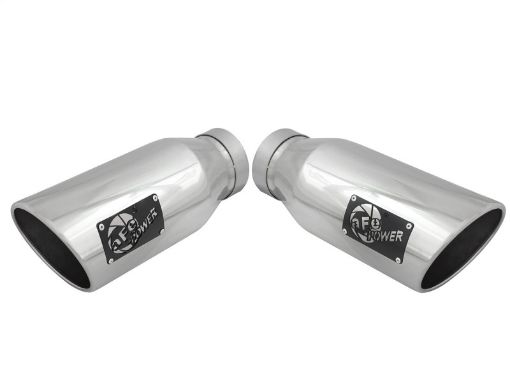 Picture of aFe MACH Force - XP 304 SS Single Wall Polished Exhaust Tip Pair 4in Inlet x 6in Outlet x 15in L