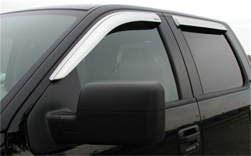 Picture of Stampede 2004 - 2014 Ford F - 150 Extended Cab Pickup Tape - Onz Sidewind Deflector 4pc - Chrome