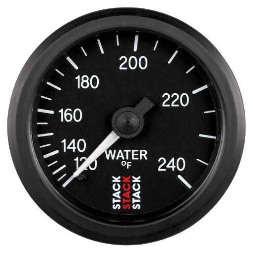 Picture of Autometer Stack 52mm 120 - 240 Deg F 12in Npt (M) Mechanical Water Temp Gauge - Black