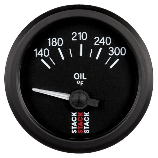 Picture of Autometer Stack 52mm 140 - 300 Deg F 18in NPTF Electric Oil Temp Gauge - Black