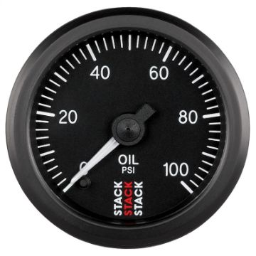 Picture of Autometer Stack 52mm 0 - 100 PSI 18in NPTF Male Pro Stepper Motor Oil Pressure Gauge - Black