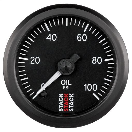 Picture of Autometer Stack 52mm 0 - 100 PSI 18in NPTF Male Pro Stepper Motor Oil Pressure Gauge - Black
