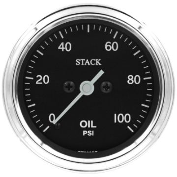 Picture of Autometer Stack 52mm 0 - 100 PSI 18in NPTF Male Pro Stepper Motor Oil Pressure Gauge - Classic