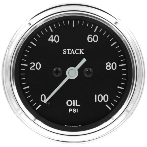 Picture of Autometer Stack 52mm 0 - 100 PSI 18in NPTF Male Pro Stepper Motor Oil Pressure Gauge - Classic