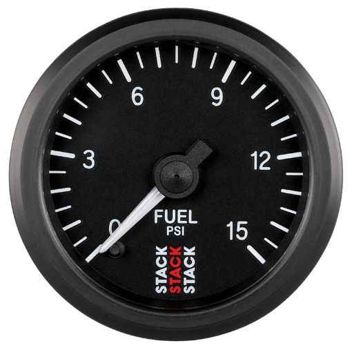 Picture of Autometer Stack 52mm 0 - 15 PSI 18in NPTF Male Pro Stepper Motor Fuel Pressure Gauge - Black
