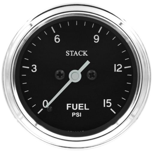 Picture of Autometer Stack 52mm 0 - 15 PSI 18in NPTF Male Pro Stepper Motor Fuel Pressure Gauge - Classic