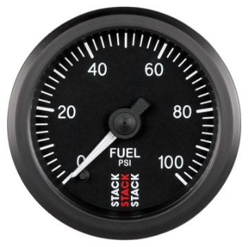 Picture of Autometer Stack 52mm 0 - 100 PSI 18in NPTF Male Pro Stepper Motor Fuel Pressure Gauge - Black