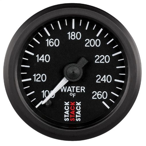 Picture of Autometer Stack 52mm 100 - 260 Deg F 18in NPTF Male Pro Stepper Motor Water Temp Gauge - Black