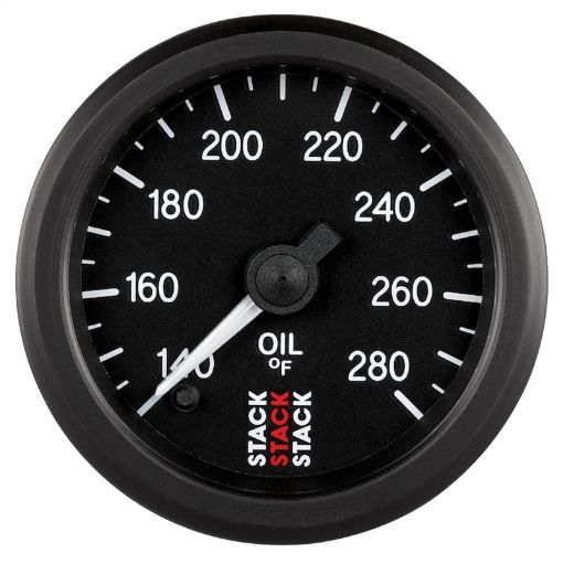 Picture of Autometer Stack 52mm 140 - 280 Deg F 18in NPTF Male Pro Stepper Motor Oil Temp Gauge - Black
