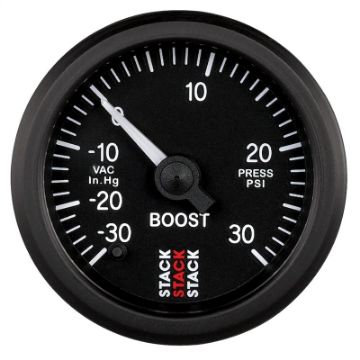 Picture of Autometer Stack 52mm - 30INHG to 30 PSI (Incl T - Fitting) Pro Stepper Motor Boost Press Gauge - Black