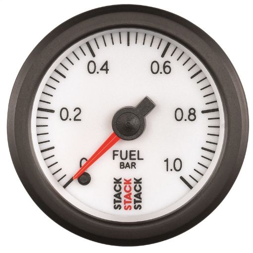 Picture of Autometer Stack 52mm 0 - 1 Bar M10 Male Pro Stepper Motor Fuel Pressure Gauge - White