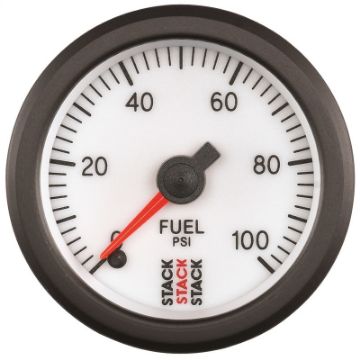 Picture of Autometer Stack 52mm 0 - 100 PSI 18in NPTF Male Pro Stepper Motor Fuel Pressure Gauge - White