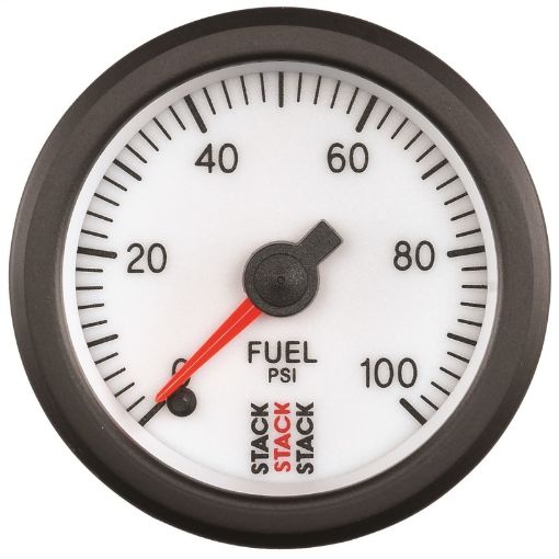 Picture of Autometer Stack 52mm 0 - 100 PSI 18in NPTF Male Pro Stepper Motor Fuel Pressure Gauge - White