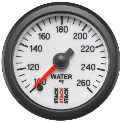 Picture of Autometer Stack 52mm 100 - 260 Deg F 18in NPTF Male Pro Stepper Motor Water Temp Gauge - White