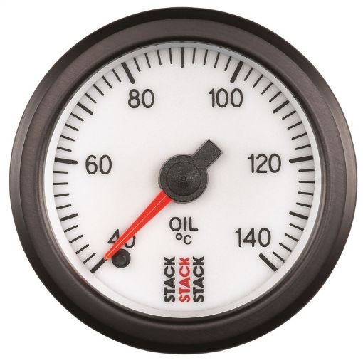 Picture of Autometer Stack 52mm 40 - 140 Deg C 18in NPTF Male Pro Stepper Motor Oil Temp Gauge - White