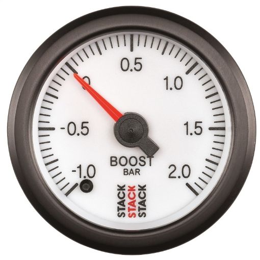 Picture of Autometer Stack 52mm - 1 to 2 Bar (Incl T - Fitting) Pro Stepper Motor Boost Pressure Gauge - White