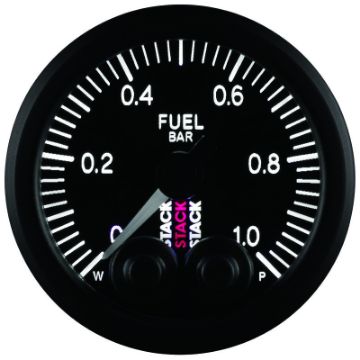 Picture of Autometer Stack 52mm 0 - 1 Bar M10 Male Pro - Control Fuel Pressure Gauge - Black