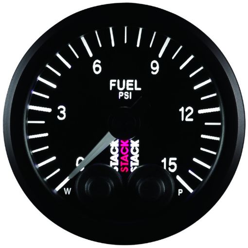 Picture of Autometer Stack 52mm 0 - 15 PSI 18in NPTF Male Pro - Control Fuel Pressure Gauge - Black