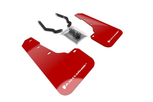 Picture of Rally Armor 18 - 23 Subaru Crosstrek Red Mud Flap wWhite Logo (Front Only)