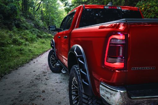 Picture of Bushwacker 19 - 22 Ram 1500 (Excl. RebelTRX) 76.3 67.4in Bed DRT Style Flares 4pc - Blk Smooth