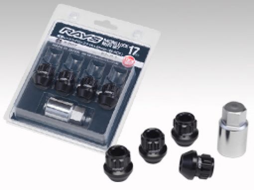 Picture of Rays 17 Hex Racing Lock Nut Set L25 Short Type 12x1.25 - Black Chromate (4 Pieces)