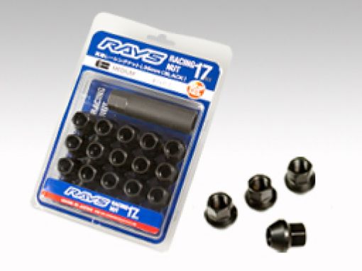 Picture of Rays 17 Hex Racing Nut Set L25 Short Type 12x1.25 - Black Chromate (16 Pieces)