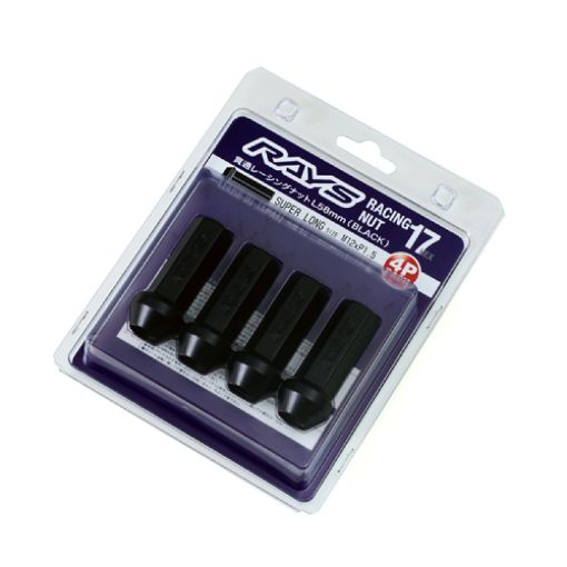 Picture of Rays 17 Hex Racing Nut Set L58 Super Long Type 12x1.25 - Black Chromate (4 Pieces)