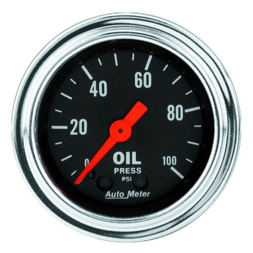 Picture of Autometer Traditional Chrome 2 - 116in 100 PSI Mechanical Oil Pressure Gauge