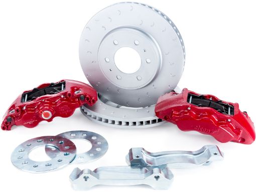 Picture of Alcon 09 - 20 F - 150Raptor Gen1 - 2 347x36mm Rotors 6 - Piston Red Front Brake Kit Requires alcAC011507NAN