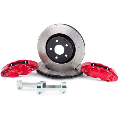 Picture of Alcon 07 Jeep JK 350x32mm Rotors 4 - Piston Red Calipers Front Brake Upgrade Kit