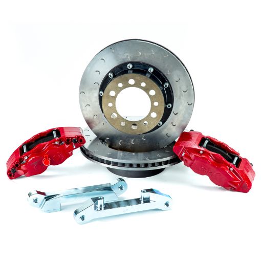 Picture of Alcon 07 Jeep JK w 6x5.5in Hub 357x32mm Rotor 4 - Piston Red Calipers Front Brake Upgrade Kit