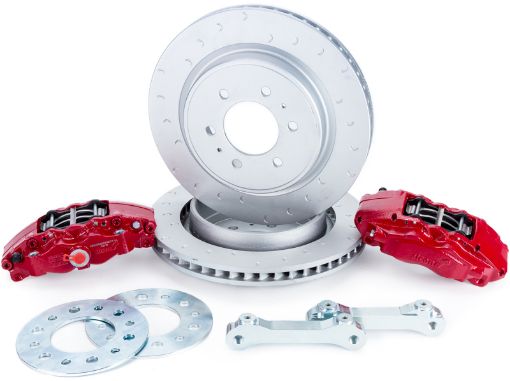 Picture of Alcon 10 - 14 17 - 18 Raptor09 - 17 F150 360x32 Rotors 4 - Piston Red Rear Brake Kit wo Elect Park Brake