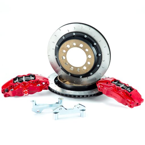 Picture of Alcon 07 Jeep JK w 6x5.5in Hub 355x22mm Rotor 4 - Piston Red Calipers Rear Brake Upgrade Kit