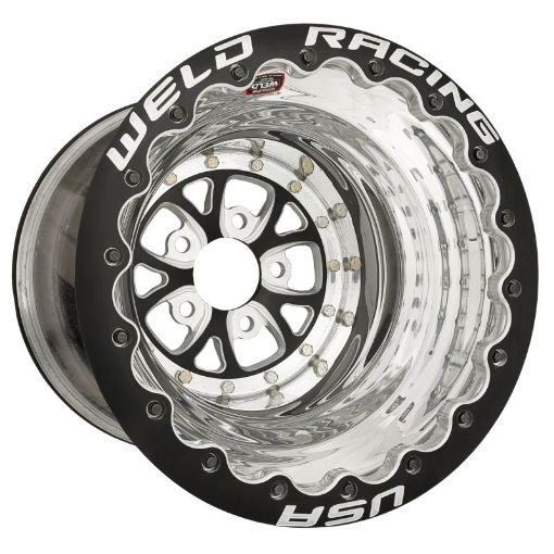 Picture of Weld V - Series 16x16 5x4.75 BP 4in. BS Black Wheel - Black Double Beadlock