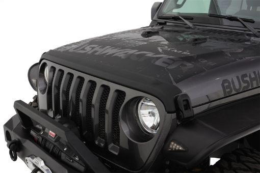 Picture of Bushwacker 18 - 19 Jeep Wrangler RubiconSportUnlimitedSport S Hood Stone Guard - Black