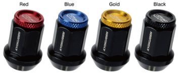 Picture of Project Kics Kyokugen Lug Nut Set (20) 12x1.50 Black Aluminum wBlue Cap