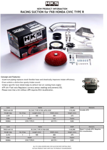 Picture of HKS RS HONDA CIVIC TYPE - R FK8 K20C (AFR Not Incl.)