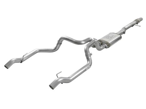 Picture of aFe Vulcan Series 4in - 3in 304 - SS Exhaust Cat - Back 2019 GM Silverado Sierra 1500 V8 - 5.3L w OE Tips