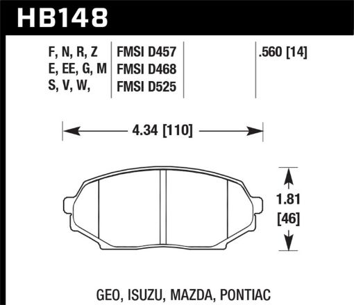 Picture of Hawk 89 - 93 Miata HPS Street Front Brake Pads (D525)