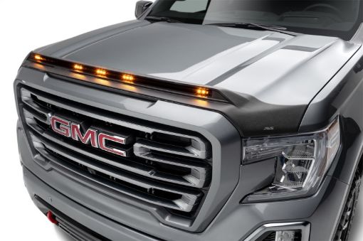 Picture of AVS 19 - 22 GMC Sierra 1500 Aeroskin Low Profile Hood Shield w Lights - Black