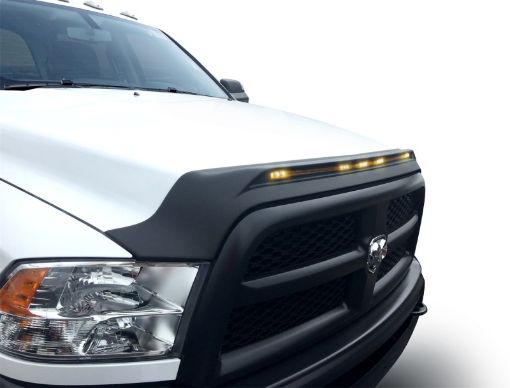 Picture of AVS 2010 - 2019 Dodge Ram 2500 Aeroskin Low Profile Hood Shield w Lights - Black