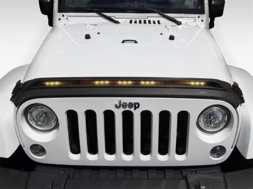 Picture of AVS 2007 - 2018 Jeep Wrangler JK Aeroskin Low Profile Hood Shield w Lights - Black