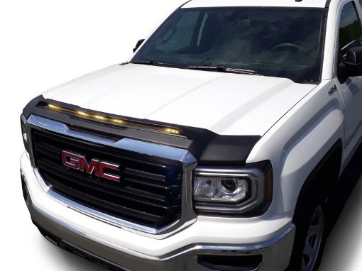 Picture of AVS 2014 - 2018 GMC Sierra 1500 Aeroskin Low Profile Hood Shield w Lights - Black